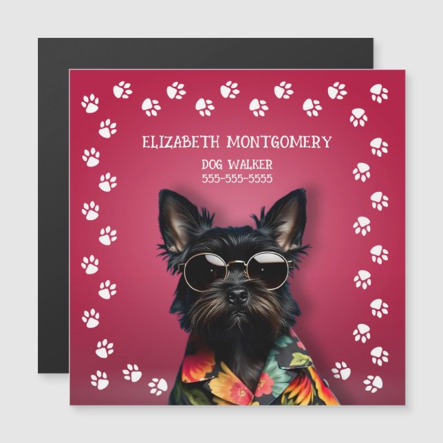 Convite Magnético Borda de Impressão da Pata do Cachorro MAGNÉTICO (Frente/Verso)