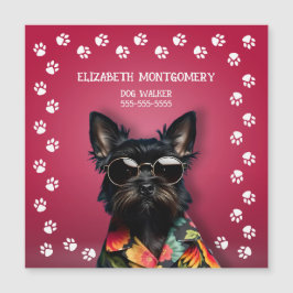 Convite Magnético Borda de Impressão da Pata do Cachorro MAGNÉTICO