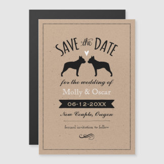 Convite Magnético Boston Terrier Silhouettes Casou Salve a Data