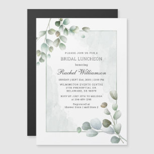 Convite Magnético Bridal Luncheon Eucalyptus Watercolor Greenery