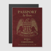 Burgundy Red Passport Casamento Cute Salvar Data
