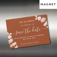 Burnt orange eucalyptus wedding save the date card