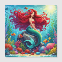 Convite Magnético Cabelo vermelho de sereia