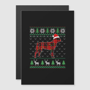 Convite Magnético Cachorro de Xadrez Vermelho Luzes de Natal Feias B