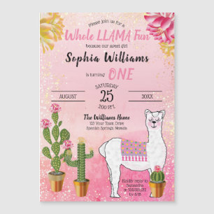 Convite Magnético Cacto  Festa De primeiro aniversario De Llama Dive