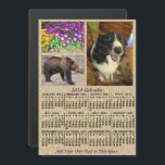 Convite Magnético Calendário 2024 Feijão de Café 3 Fotos Personaliza<br><div class="desc">Neste ano de 2024, o texto personalizado e com 3 fotos / ímã de calendário mensal personalizado mostra os dias da semana para cada mês em preto clássico, com aparência profissional. O fundo tem um padrão claro de feijão de café bege. Este é um calendário anual simples e ousado para...</div>