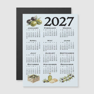 Convite Magnético Calendário 2027, Azeitonas Mediterrâneas, Azul
