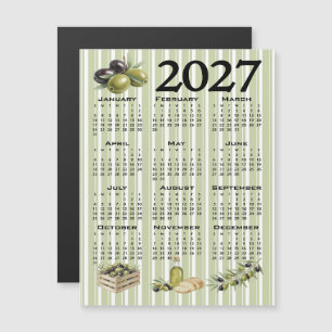Convite Magnético Calendário 2027, Azeitonas Mediterrâneas, Listras