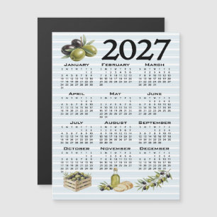 Convite Magnético Calendário 2027, Azeitonas Mediterrâneas, Listras