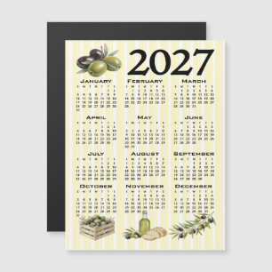 Convite Magnético Calendário 2027, Azeitonas Mediterrâneas Listras A