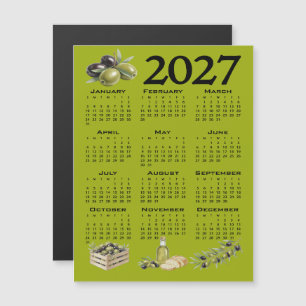 Convite Magnético Calendário 2027, Azeitonas Mediterrâneas, Verdes
