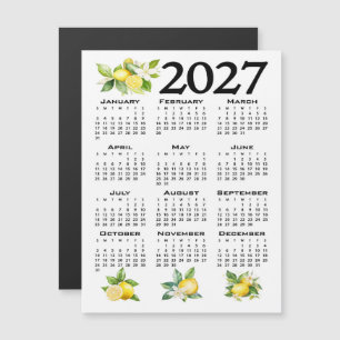 Convite Magnético Calendário 2027 Estilo Italiano Limões Branco