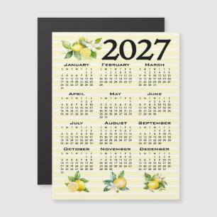 Convite Magnético Calendário 2027 Estilo Italiano Limões Listras Ama