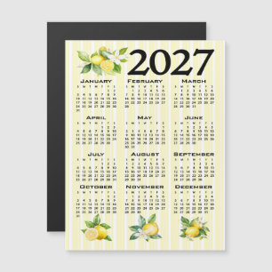 Convite Magnético Calendário 2027 Estilo Italiano Limões Listras Ama