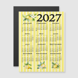 Convite Magnético Calendário 2027 Estilo Italiano Limões Listras Ama
