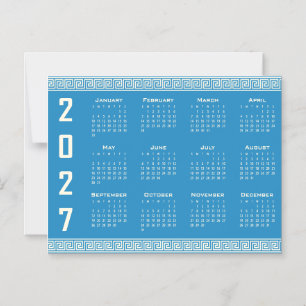 Convite Magnético Calendário 2027, Fretwork Grego, Azul, Cosmic Latt