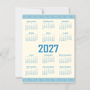 Convite Magnético Calendário 2027, Fretwork Grego, Azul no Cosmic La