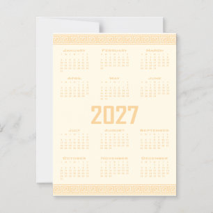 Convite Magnético Calendário 2027, Fretwork Grego, Bege em Cosmic La