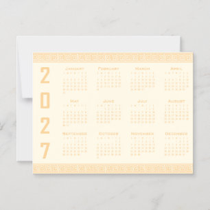 Convite Magnético Calendário 2027, Fretwork Grego, Bege em Cosmic La