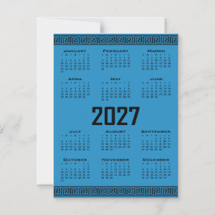 Convite Magnético Calendário 2027, Fretwork Grego, Preto no Azul Cos