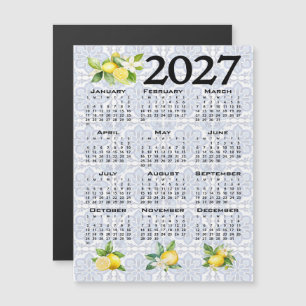 Convite Magnético Calendário 2027 Limões Azulejos Italianos Mediterr