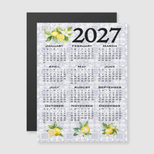 Convite Magnético Calendário 2027 Limões Italianos Azulejos Mediterr