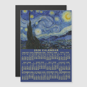 Convite Magnético Calendário Anual 2026 Noite Estrelada ou Foto Pers