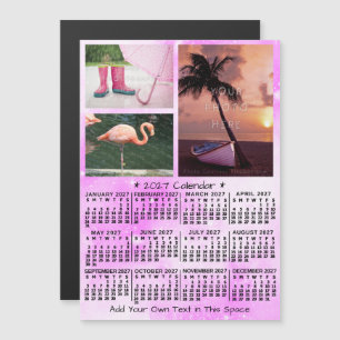 Convite Magnético Calendário Anual 2027 Rosa Aquarela 3 Fotos Person