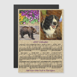 Convite Magnético Calendário de 2027 Café com 3 Fotos Personalizadas