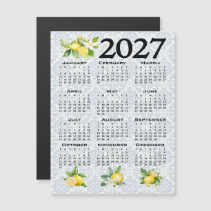 Convite Magnético Calendário de 2027 Limões Azulejos Italianos Medit