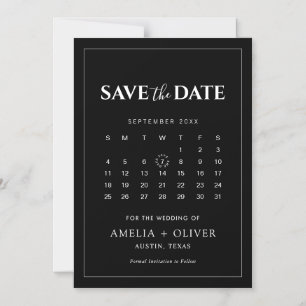 Convite Magnético Calendário Ímã Preto Minimalista Salve a Data