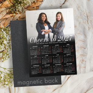 Convite Magnético Calendário Magnético Personalizado de Fotos Preto