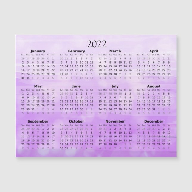 Convite Magnético Calendário Mini 2022 Magnético Ombre Roxo (Frente)