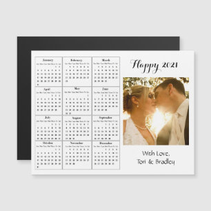 Convite Magnético Calendário Mini Branco Foto Casamento 2021