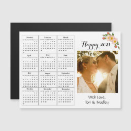 Convite Magnético Calendário Mini Flor Coral Foto Casamento 2021