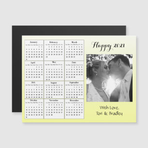 Convite Magnético Calendário Mini Gradiente Amarelo de Fotografia de