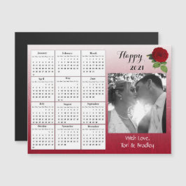 Convite Magnético Calendário Miniatura de Fotos de Casamento com Ros
