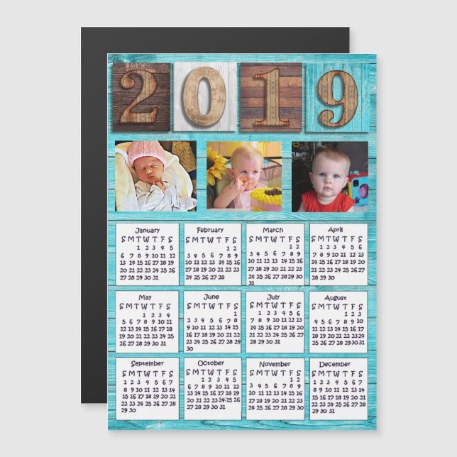 Convite Magnético Calendário Personalizado de Foto 2019 (Frente/Verso)