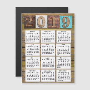 Convite Magnético Calendário Rustic Weathered Wood 2019