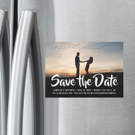 Convite Magnético Caligrafia Elegante 1 Foto Casamento Salvar a Data