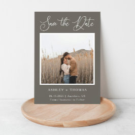 Convite Magnético Caligrafia Elegante Foto de Casamento Rústico