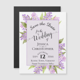 Convite Magnético Calliografia Lilacs Lavanda Casamento Salva Data