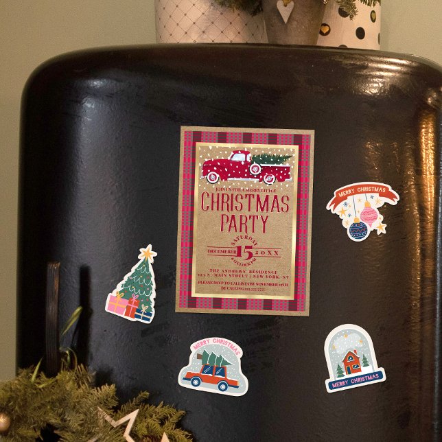 Convite Magnético Camisa de Flanela de Caminhão Vermelho Rústico de  (Criador carregado)