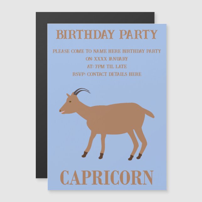 Convite Magnético Capricorn - Sinal de Estrela - Festa de aniversári (Frente/Verso)