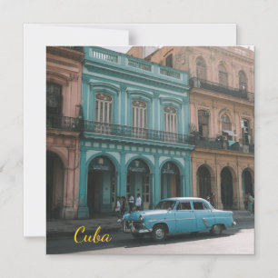 Convite Magnético Carro Clássico Turquesa Vintage Havana Velha Cuba