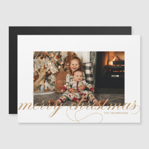 Convite Magnético Cartão-postal Elegante de Natal Feliz e Dourado