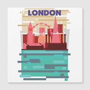 Convite Magnético Cartaz de viagem da silhueta de Londres.