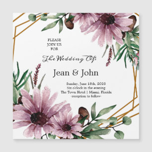 Convite Magnético Casamento Bela Flores Violetas