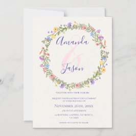 Convite Magnético Casamento bonito de flores silvestres púrpuras