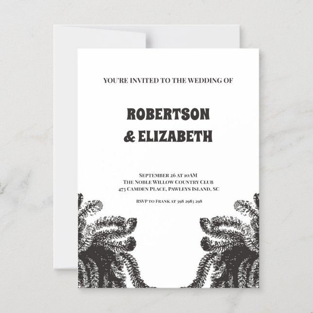 Convite Magnético Casamento botânico personalizado (Frente)